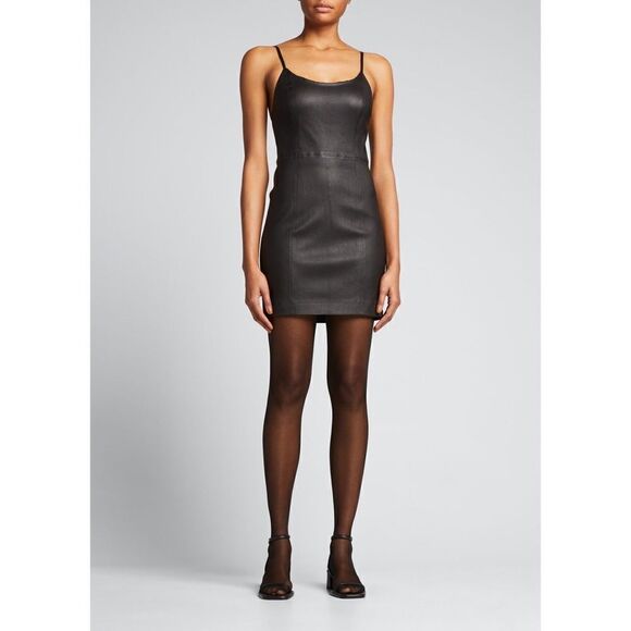 Alice + Olivia Nelle Fitted Leather Mini Dress - Picture 3 of 12
